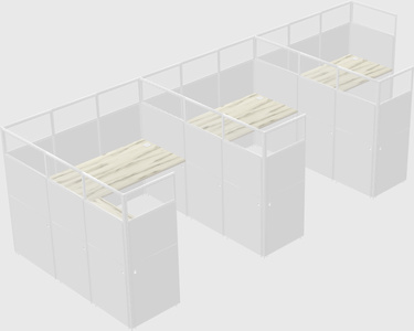 Shared l-shaped cubicle