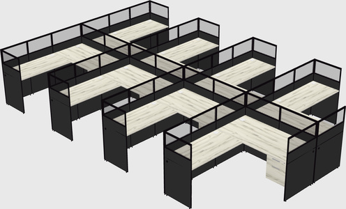 Shared l-shaped cubicle