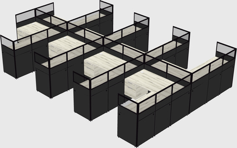Shared l-shaped cubicle