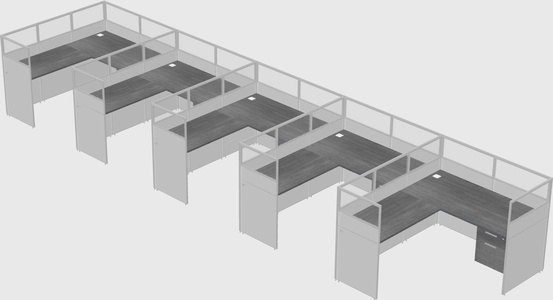 Shared l-shaped cubicle