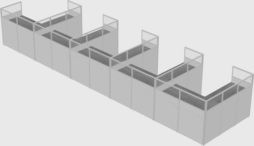 Shared l-shaped cubicle