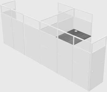 Shared l-shaped cubicle