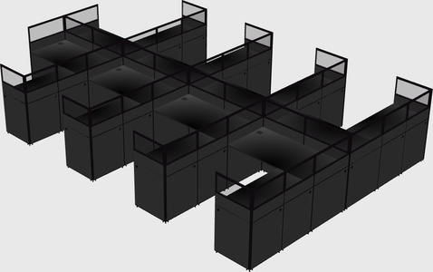 Shared l-shaped cubicle