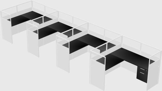 Shared l-shaped cubicle
