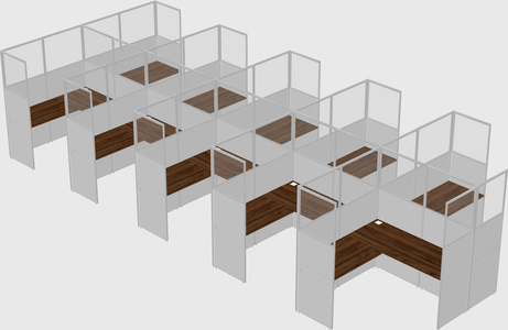 Shared l-shaped cubicle