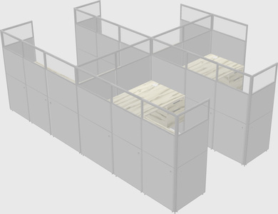 Shared l-shaped cubicle