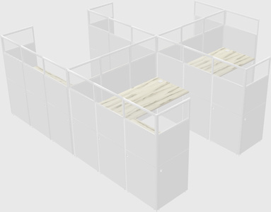 Shared l-shaped cubicle
