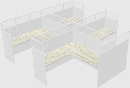 Shared l-shaped cubicle