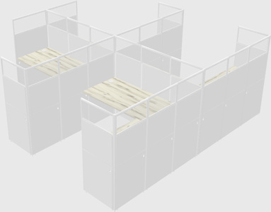 Shared l-shaped cubicle