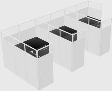 Shared l-shaped cubicle
