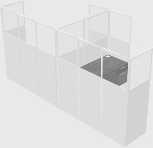 Shared l-shaped cubicle