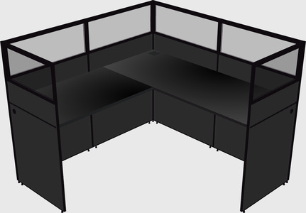 Shared l-shaped cubicle