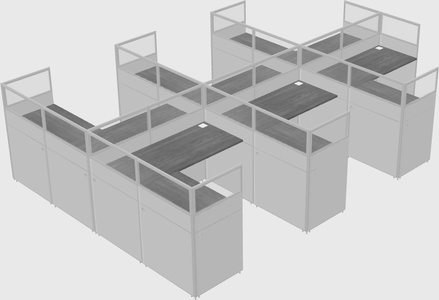 Shared l-shaped cubicle