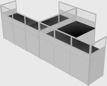 Shared l-shaped cubicle