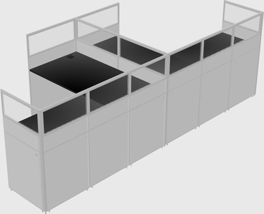 Shared l-shaped cubicle