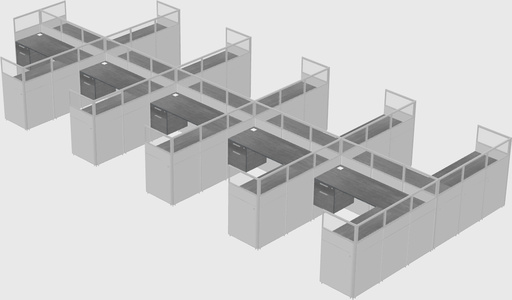 Shared l-shaped cubicle