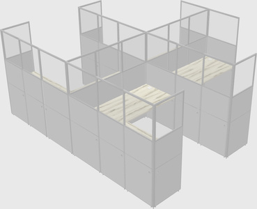 Shared l-shaped cubicle