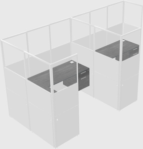 Shared l-shaped cubicle