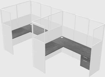 Shared l-shaped cubicle