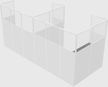 Shared l-shaped cubicle