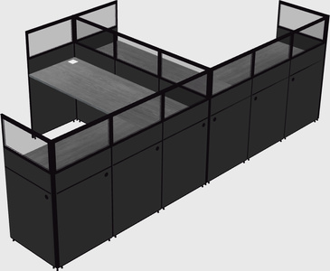 Shared l-shaped cubicle