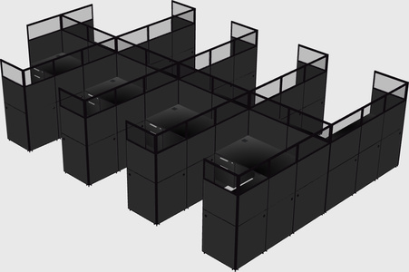 Shared l-shaped cubicle