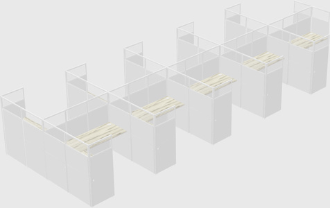 Shared l-shaped cubicle