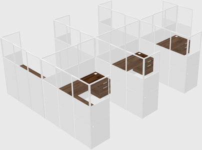 Shared l-shaped cubicle