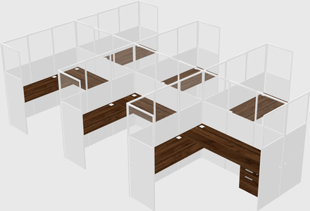 Shared l-shaped cubicle
