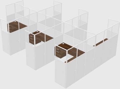 Shared l-shaped cubicle