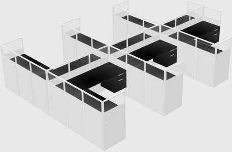 Shared l-shaped cubicle