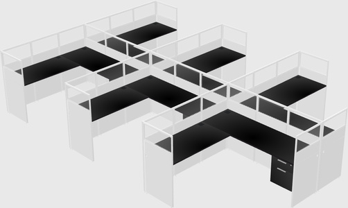 Shared l-shaped cubicle