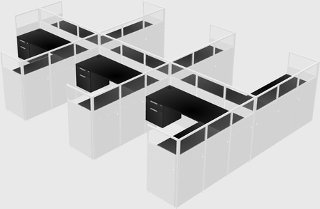 Shared l-shaped cubicle
