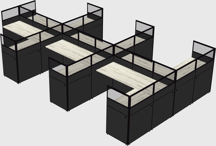 Shared l-shaped cubicle