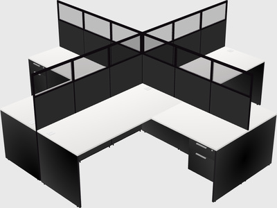 Shared l-shaped cubicles
