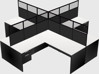 Shared l-shaped cubicles