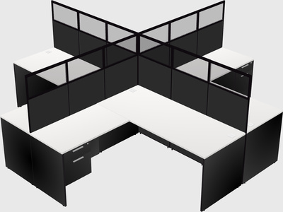 Shared l-shaped cubicles