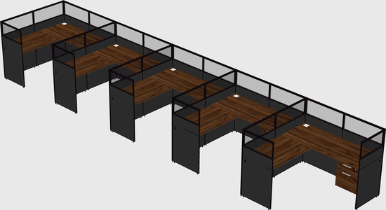 Shared l-shaped cubicle