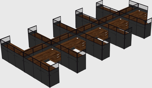 Shared l-shaped cubicle