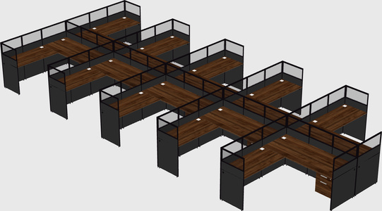 Shared l-shaped cubicle