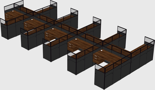 Shared l-shaped cubicle