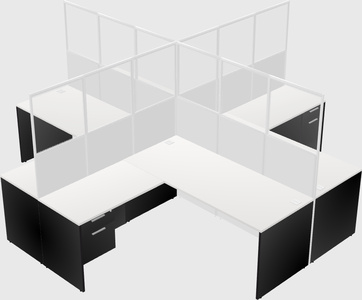Shared l-shaped cubicles