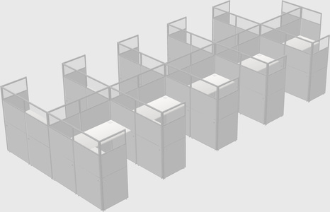 Shared l-shaped cubicle