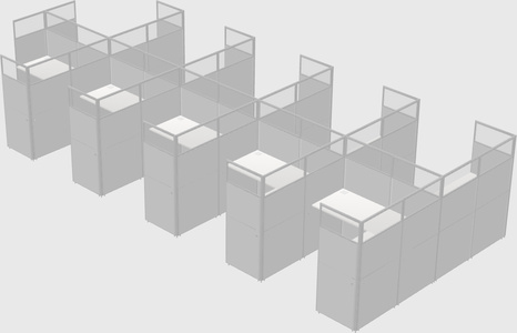 Shared l-shaped cubicle