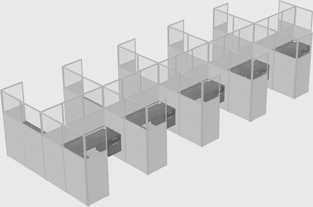 Shared l-shaped cubicle