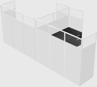 Shared l-shaped cubicle