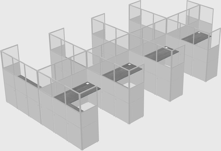 Shared l-shaped cubicle