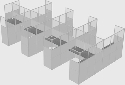 Shared l-shaped cubicle