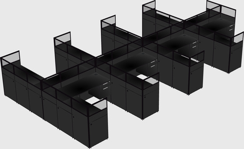 Shared l-shaped cubicle