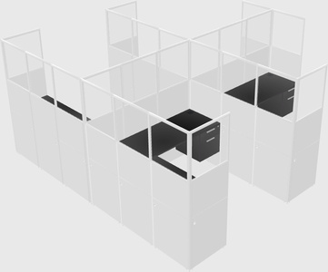 Shared l-shaped cubicle